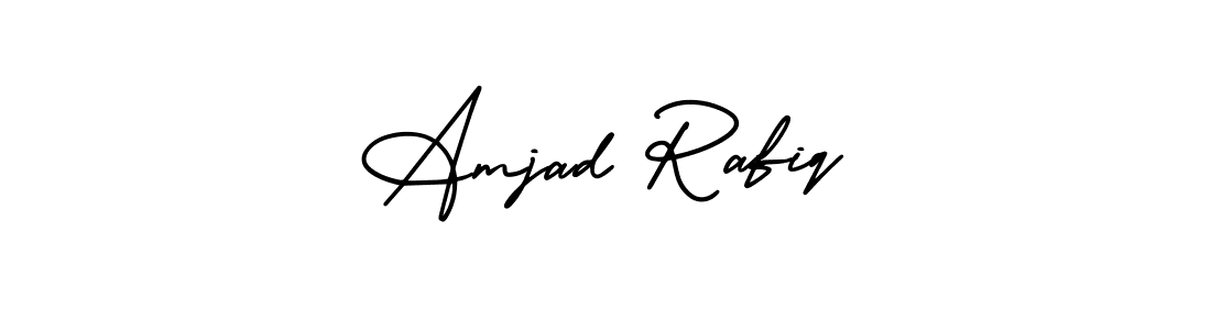 This is the best signature style for the Amjad Rafiq name. Also you like these signature font (AmerikaSignatureDemo-Regular). Mix name signature. Amjad Rafiq signature style 3 images and pictures png