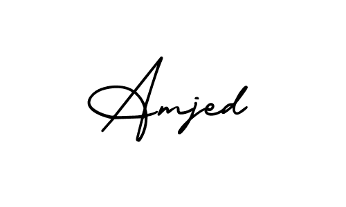 This is the best signature style for the Amjed name. Also you like these signature font (AmerikaSignatureDemo-Regular). Mix name signature. Amjed signature style 3 images and pictures png