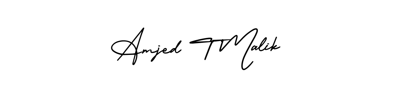 if you are searching for the best signature style for your name Amjed T Malik. so please give up your signature search. here we have designed multiple signature styles  using AmerikaSignatureDemo-Regular. Amjed T Malik signature style 3 images and pictures png