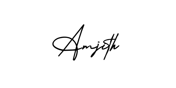 Amjith stylish signature style. Best Handwritten Sign (AmerikaSignatureDemo-Regular) for my name. Handwritten Signature Collection Ideas for my name Amjith. Amjith signature style 3 images and pictures png