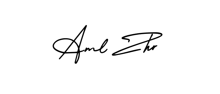 You should practise on your own different ways (AmerikaSignatureDemo-Regular) to write your name (Aml Zhr) in signature. don't let someone else do it for you. Aml Zhr signature style 3 images and pictures png