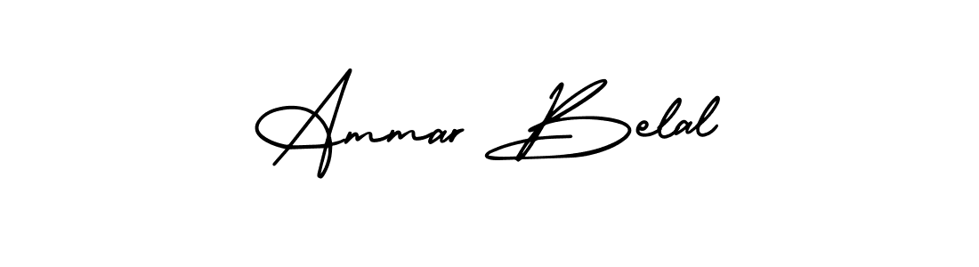 How to make Ammar Belal name signature. Use AmerikaSignatureDemo-Regular style for creating short signs online. This is the latest handwritten sign. Ammar Belal signature style 3 images and pictures png