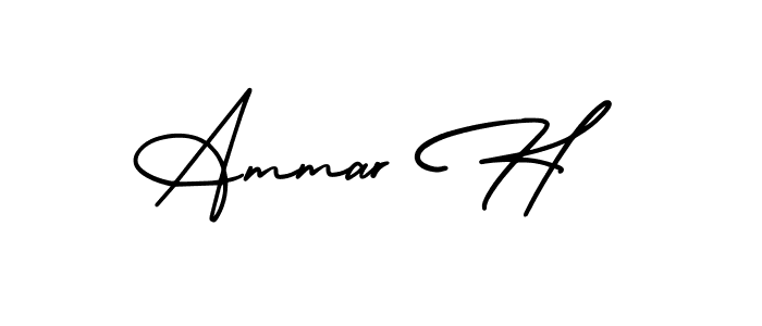 Design your own signature with our free online signature maker. With this signature software, you can create a handwritten (AmerikaSignatureDemo-Regular) signature for name Ammar H. Ammar H signature style 3 images and pictures png