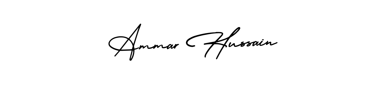 This is the best signature style for the Ammar Hussain name. Also you like these signature font (AmerikaSignatureDemo-Regular). Mix name signature. Ammar Hussain signature style 3 images and pictures png