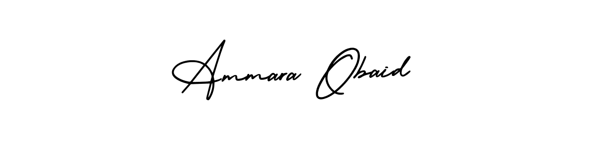 This is the best signature style for the Ammara Obaid name. Also you like these signature font (AmerikaSignatureDemo-Regular). Mix name signature. Ammara Obaid signature style 3 images and pictures png