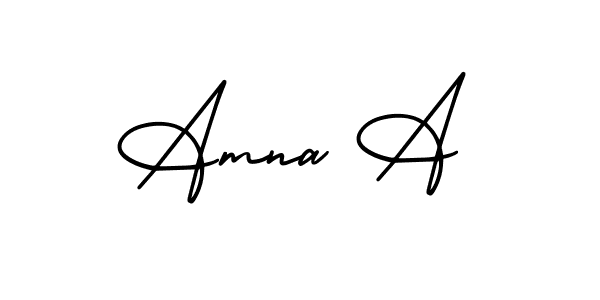 You should practise on your own different ways (AmerikaSignatureDemo-Regular) to write your name (Amna A) in signature. don't let someone else do it for you. Amna A signature style 3 images and pictures png