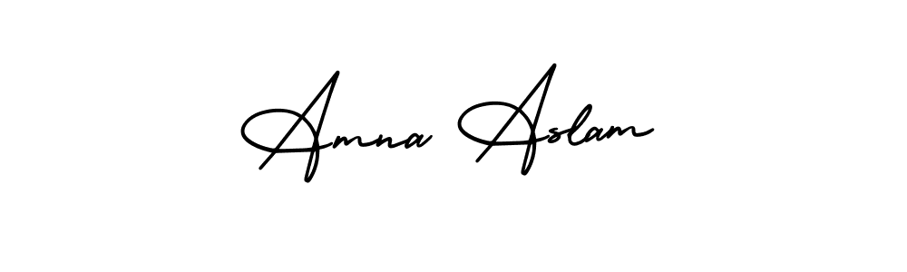 Make a beautiful signature design for name Amna Aslam. With this signature (AmerikaSignatureDemo-Regular) style, you can create a handwritten signature for free. Amna Aslam signature style 3 images and pictures png