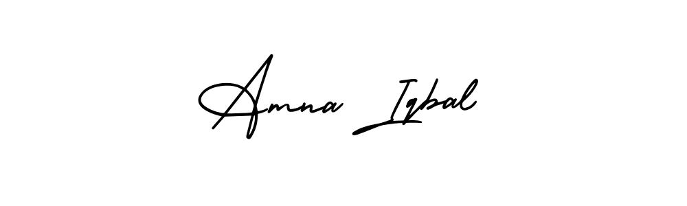 This is the best signature style for the Amna Iqbal name. Also you like these signature font (AmerikaSignatureDemo-Regular). Mix name signature. Amna Iqbal signature style 3 images and pictures png