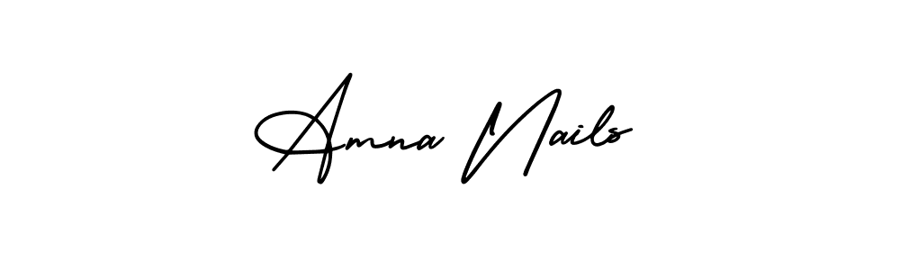 AmerikaSignatureDemo-Regular is a professional signature style that is perfect for those who want to add a touch of class to their signature. It is also a great choice for those who want to make their signature more unique. Get Amna Nails name to fancy signature for free. Amna Nails signature style 3 images and pictures png