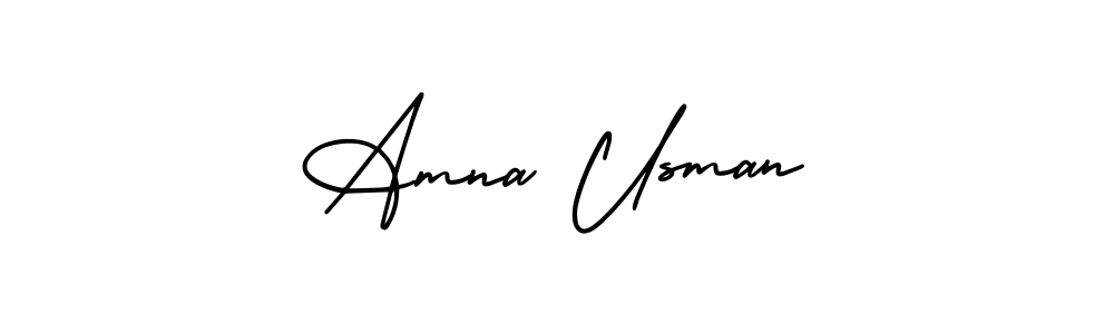 This is the best signature style for the Amna Usman name. Also you like these signature font (AmerikaSignatureDemo-Regular). Mix name signature. Amna Usman signature style 3 images and pictures png