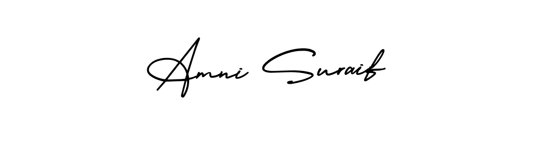 The best way (AmerikaSignatureDemo-Regular) to make a short signature is to pick only two or three words in your name. The name Amni Suraif include a total of six letters. For converting this name. Amni Suraif signature style 3 images and pictures png