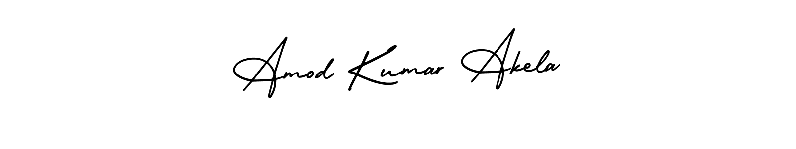 You should practise on your own different ways (AmerikaSignatureDemo-Regular) to write your name (Amod Kumar Akela) in signature. don't let someone else do it for you. Amod Kumar Akela signature style 3 images and pictures png