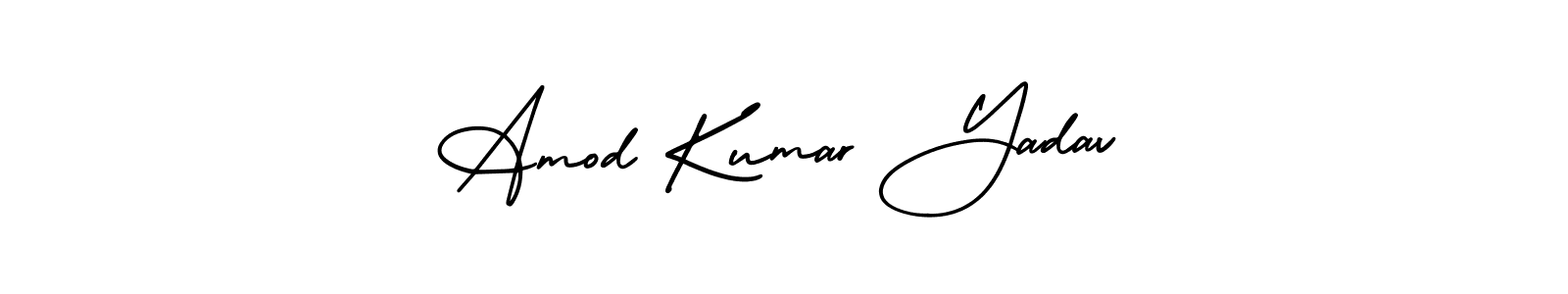 The best way (AmerikaSignatureDemo-Regular) to make a short signature is to pick only two or three words in your name. The name Amod Kumar Yadav include a total of six letters. For converting this name. Amod Kumar Yadav signature style 3 images and pictures png