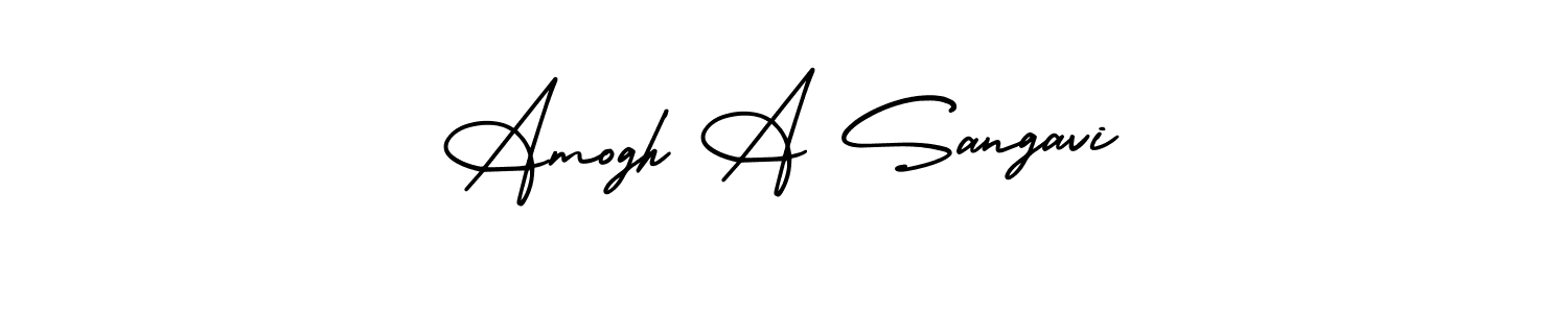 How to make Amogh A Sangavi name signature. Use AmerikaSignatureDemo-Regular style for creating short signs online. This is the latest handwritten sign. Amogh A Sangavi signature style 3 images and pictures png