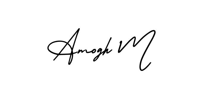 How to make Amogh M name signature. Use AmerikaSignatureDemo-Regular style for creating short signs online. This is the latest handwritten sign. Amogh M signature style 3 images and pictures png