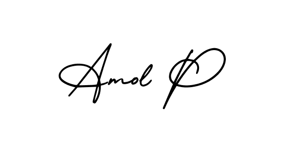 Design your own signature with our free online signature maker. With this signature software, you can create a handwritten (AmerikaSignatureDemo-Regular) signature for name Amol P. Amol P signature style 3 images and pictures png