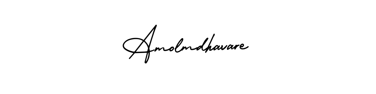 The best way (AmerikaSignatureDemo-Regular) to make a short signature is to pick only two or three words in your name. The name Amolmdhavare include a total of six letters. For converting this name. Amolmdhavare signature style 3 images and pictures png