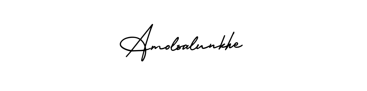 The best way (AmerikaSignatureDemo-Regular) to make a short signature is to pick only two or three words in your name. The name Amolsalunkhe include a total of six letters. For converting this name. Amolsalunkhe signature style 3 images and pictures png