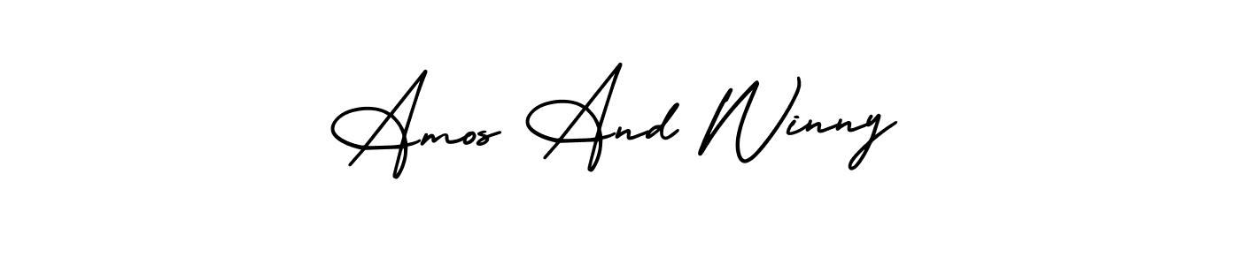 Similarly AmerikaSignatureDemo-Regular is the best handwritten signature design. Signature creator online .You can use it as an online autograph creator for name Amos And Winny. Amos And Winny signature style 3 images and pictures png