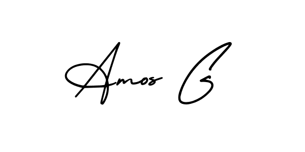 How to make Amos G name signature. Use AmerikaSignatureDemo-Regular style for creating short signs online. This is the latest handwritten sign. Amos G signature style 3 images and pictures png