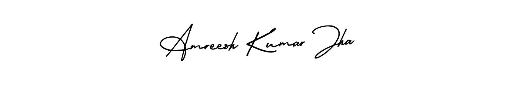 AmerikaSignatureDemo-Regular is a professional signature style that is perfect for those who want to add a touch of class to their signature. It is also a great choice for those who want to make their signature more unique. Get Amreesh Kumar Jha name to fancy signature for free. Amreesh Kumar Jha signature style 3 images and pictures png