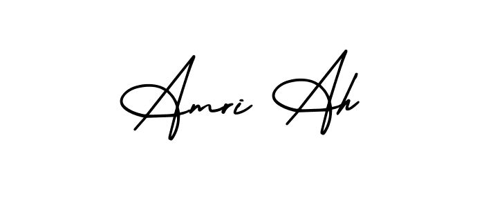 You should practise on your own different ways (AmerikaSignatureDemo-Regular) to write your name (Amri Ah) in signature. don't let someone else do it for you. Amri Ah signature style 3 images and pictures png