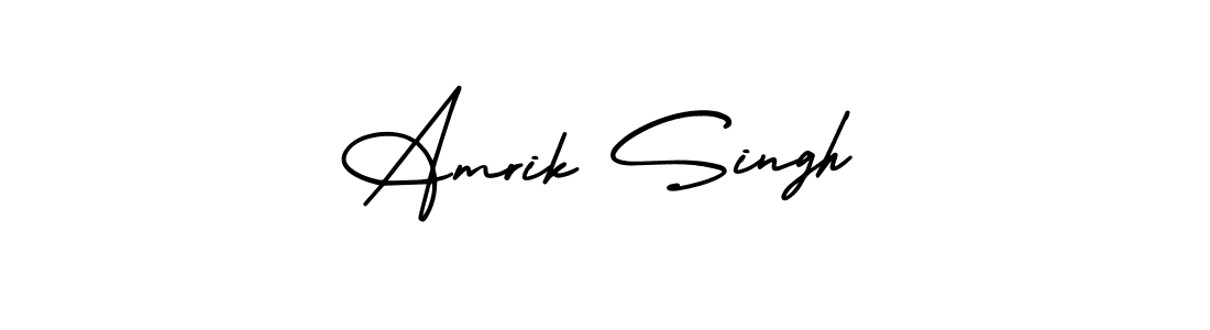 How to make Amrik Singh name signature. Use AmerikaSignatureDemo-Regular style for creating short signs online. This is the latest handwritten sign. Amrik Singh signature style 3 images and pictures png