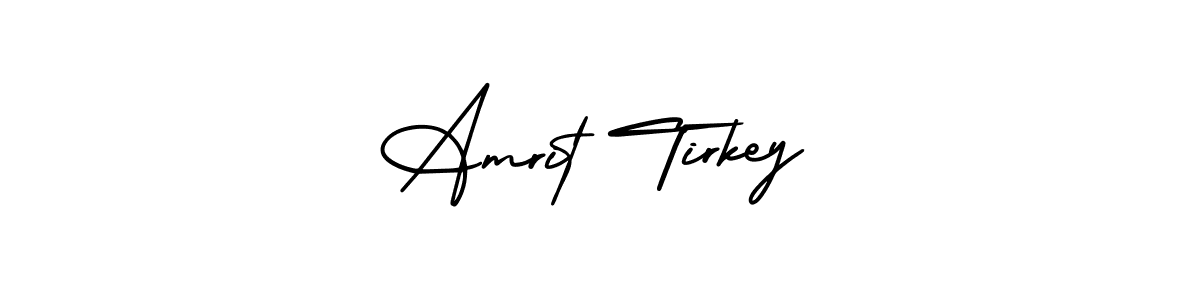 The best way (AmerikaSignatureDemo-Regular) to make a short signature is to pick only two or three words in your name. The name Amrit Tirkey include a total of six letters. For converting this name. Amrit Tirkey signature style 3 images and pictures png