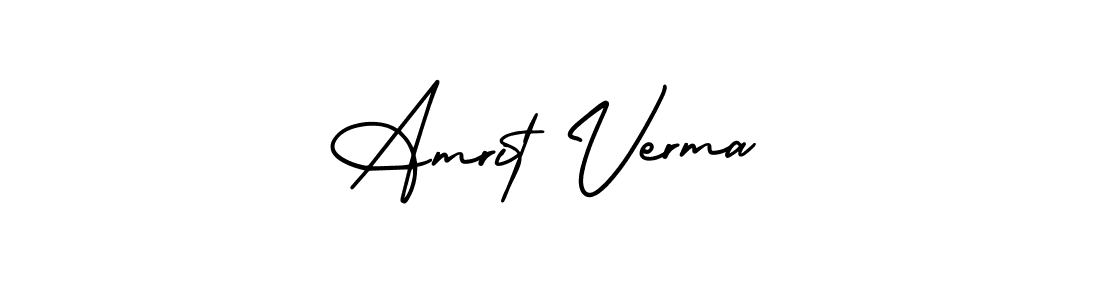 This is the best signature style for the Amrit Verma name. Also you like these signature font (AmerikaSignatureDemo-Regular). Mix name signature. Amrit Verma signature style 3 images and pictures png