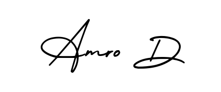 A stylish, flowing autograph style designed for name Amro D using AmerikaSignatureDemo-Regular typography. Perfect for digital creative projects. Amro D signature style 3 images and pictures png