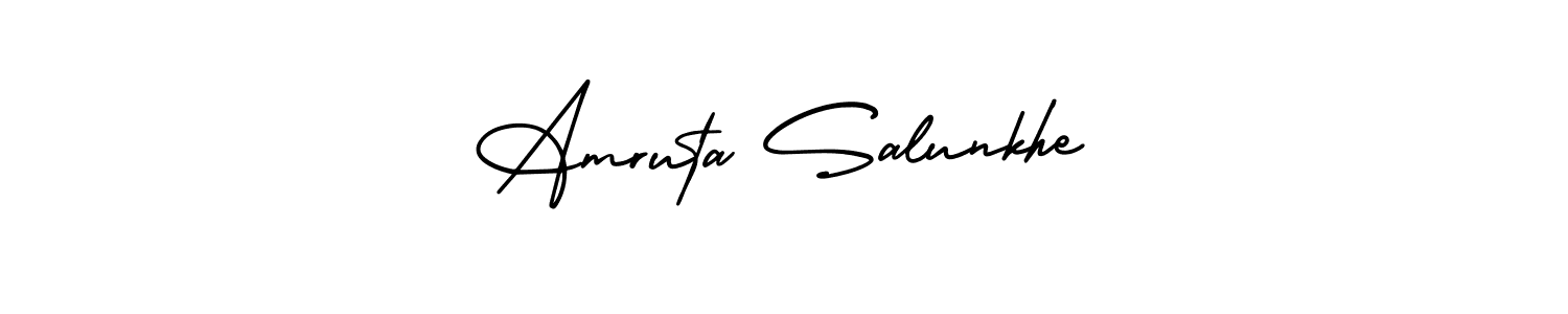 This is the best signature style for the Amruta Salunkhe name. Also you like these signature font (AmerikaSignatureDemo-Regular). Mix name signature. Amruta Salunkhe signature style 3 images and pictures png