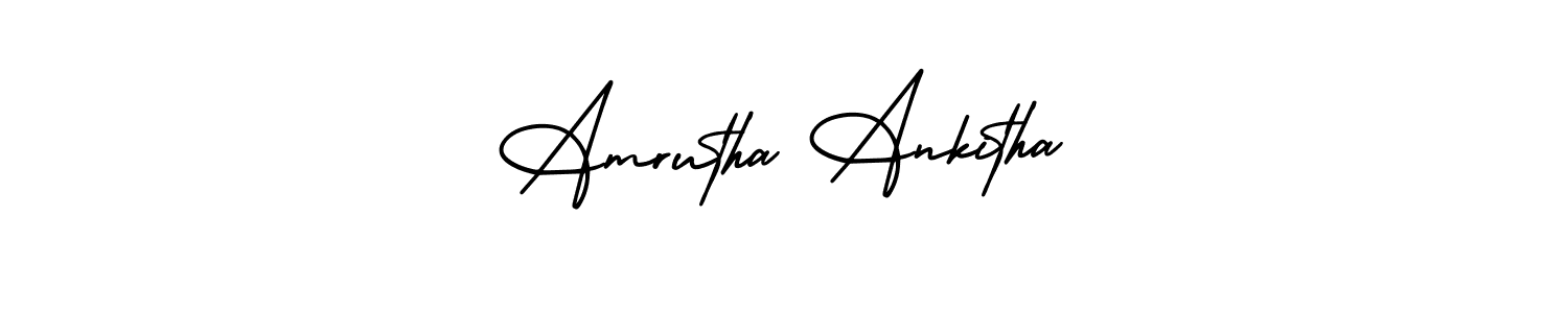How to make Amrutha Ankitha name signature. Use AmerikaSignatureDemo-Regular style for creating short signs online. This is the latest handwritten sign. Amrutha Ankitha signature style 3 images and pictures png