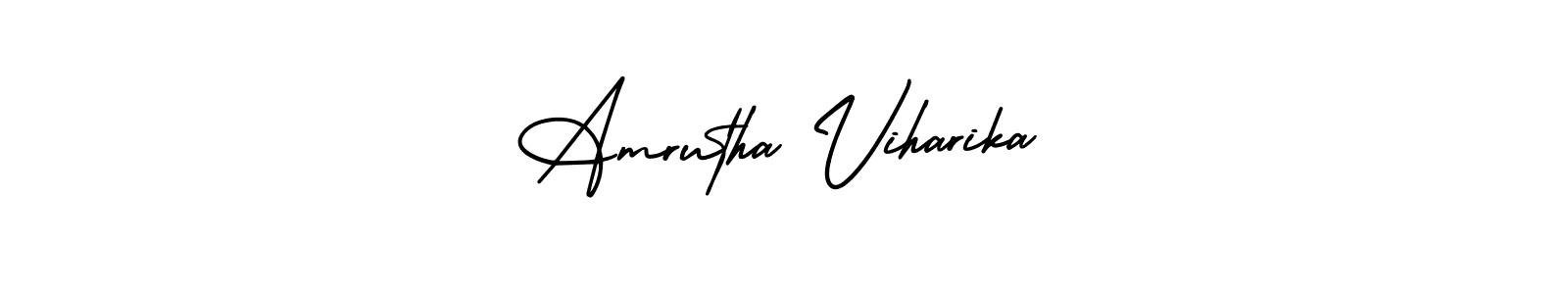 How to make Amrutha Viharika name signature. Use AmerikaSignatureDemo-Regular style for creating short signs online. This is the latest handwritten sign. Amrutha Viharika signature style 3 images and pictures png