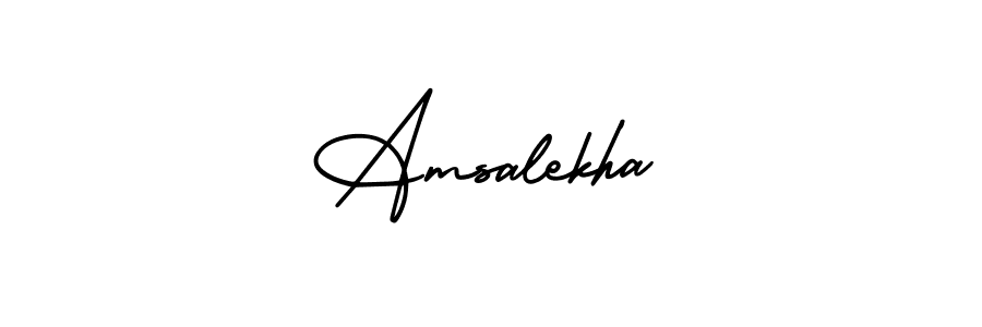 How to make Amsalekha name signature. Use AmerikaSignatureDemo-Regular style for creating short signs online. This is the latest handwritten sign. Amsalekha signature style 3 images and pictures png