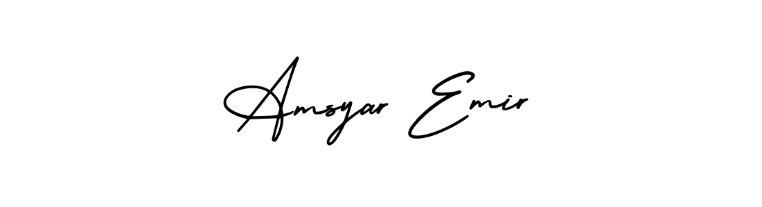 Make a beautiful signature design for name Amsyar Emir. With this signature (AmerikaSignatureDemo-Regular) style, you can create a handwritten signature for free. Amsyar Emir signature style 3 images and pictures png