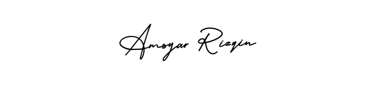 How to make Amsyar Rizqin name signature. Use AmerikaSignatureDemo-Regular style for creating short signs online. This is the latest handwritten sign. Amsyar Rizqin signature style 3 images and pictures png