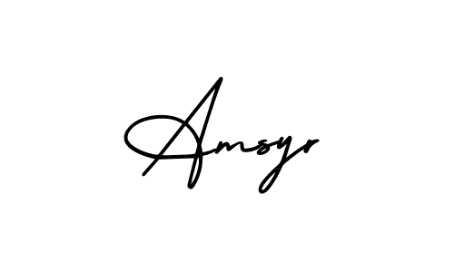 You should practise on your own different ways (AmerikaSignatureDemo-Regular) to write your name (Amsyr) in signature. don't let someone else do it for you. Amsyr signature style 3 images and pictures png
