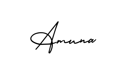 Use a signature maker to create a handwritten signature online. With this signature software, you can design (AmerikaSignatureDemo-Regular) your own signature for name Amuna. Amuna signature style 3 images and pictures png