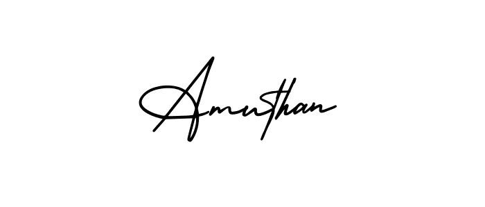 You should practise on your own different ways (AmerikaSignatureDemo-Regular) to write your name (Amuthan) in signature. don't let someone else do it for you. Amuthan signature style 3 images and pictures png