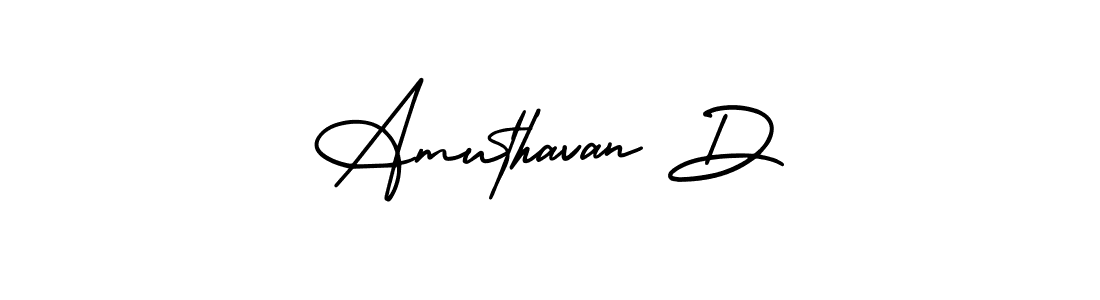 How to make Amuthavan D name signature. Use AmerikaSignatureDemo-Regular style for creating short signs online. This is the latest handwritten sign. Amuthavan D signature style 3 images and pictures png