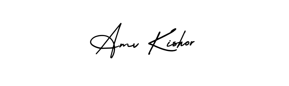 This is the best signature style for the Amv Kishor name. Also you like these signature font (AmerikaSignatureDemo-Regular). Mix name signature. Amv Kishor signature style 3 images and pictures png