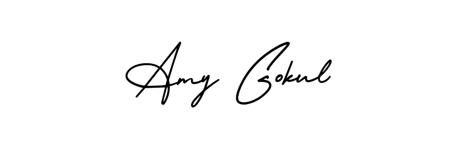 This is the best signature style for the Amy Gokul name. Also you like these signature font (AmerikaSignatureDemo-Regular). Mix name signature. Amy Gokul signature style 3 images and pictures png