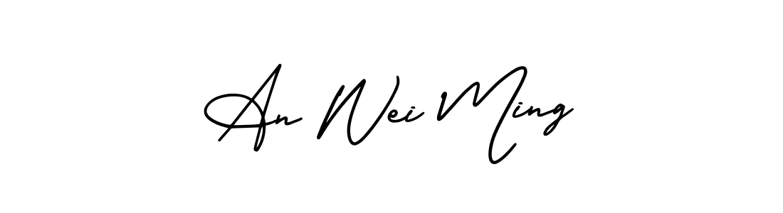 Make a beautiful signature design for name An Wei Ming. With this signature (AmerikaSignatureDemo-Regular) style, you can create a handwritten signature for free. An Wei Ming signature style 3 images and pictures png