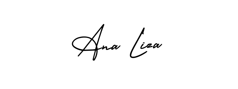 You should practise on your own different ways (AmerikaSignatureDemo-Regular) to write your name (Ana Liza) in signature. don't let someone else do it for you. Ana Liza signature style 3 images and pictures png