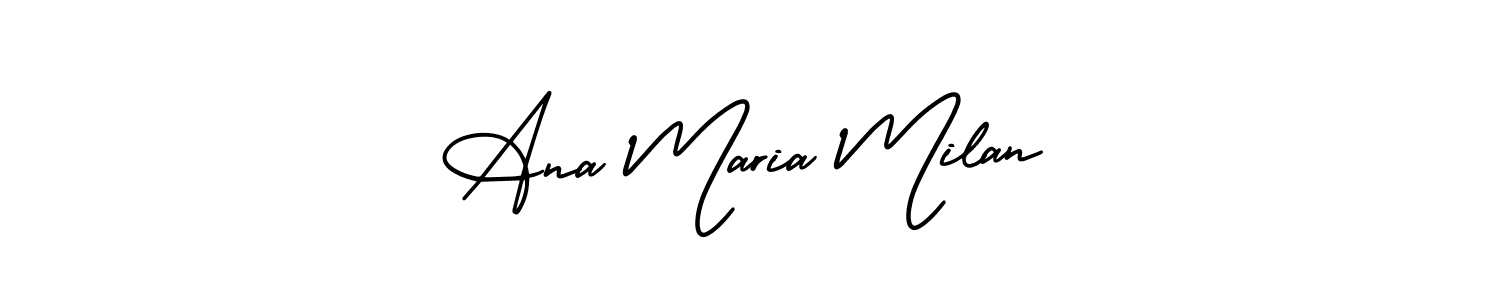 AmerikaSignatureDemo-Regular is a professional signature style that is perfect for those who want to add a touch of class to their signature. It is also a great choice for those who want to make their signature more unique. Get Ana Maria Milan name to fancy signature for free. Ana Maria Milan signature style 3 images and pictures png
