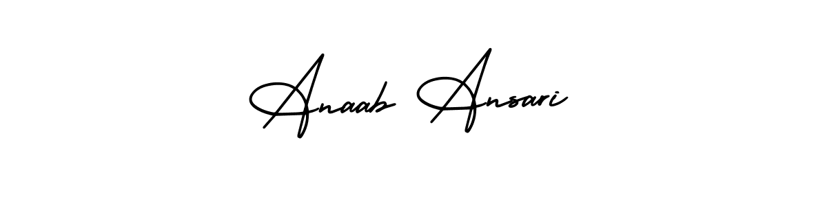 This is the best signature style for the Anaab Ansari name. Also you like these signature font (AmerikaSignatureDemo-Regular). Mix name signature. Anaab Ansari signature style 3 images and pictures png