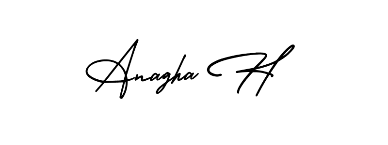 Use a signature maker to create a handwritten signature online. With this signature software, you can design (AmerikaSignatureDemo-Regular) your own signature for name Anagha H. Anagha H signature style 3 images and pictures png