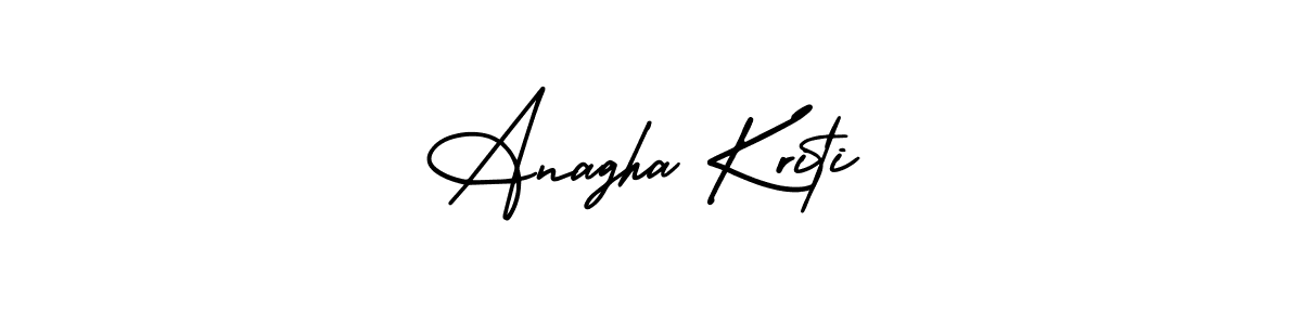 You should practise on your own different ways (AmerikaSignatureDemo-Regular) to write your name (Anagha Kriti) in signature. don't let someone else do it for you. Anagha Kriti signature style 3 images and pictures png