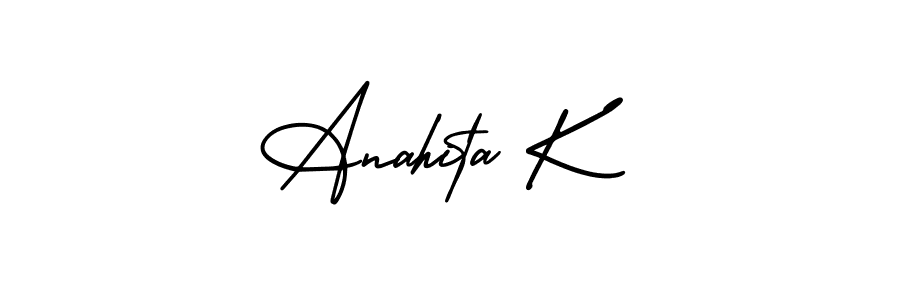 Use a signature maker to create a handwritten signature online. With this signature software, you can design (AmerikaSignatureDemo-Regular) your own signature for name Anahita K. Anahita K signature style 3 images and pictures png