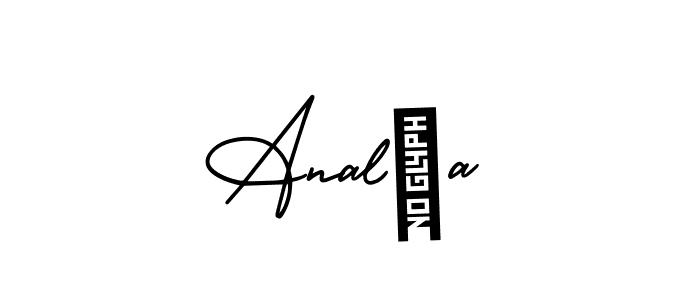 You should practise on your own different ways (AmerikaSignatureDemo-Regular) to write your name (Analía) in signature. don't let someone else do it for you. Analía signature style 3 images and pictures png